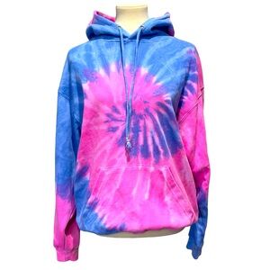 Dreamsicle Pink Blue Spiral Pullover Tie Dye Hoodie Sweatshirt Women Medium